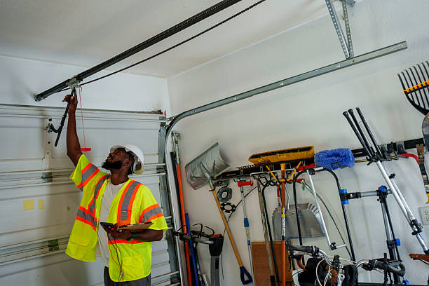 Professional Garage Door Panel Replacement technician working in Angier, NC